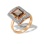 Baguette-cut Smoky Quartz and Diamond Ring. 585 (14kt) Rose and White Gold