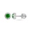 Emerald with Diamond Halo Stud Earrings. Certified 585 (14kt) White Gold, Screw Backs
