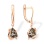 Trillion-shaped Smoky Quartz Earrings. Certified 585 (14kt) Rose Gold