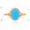 Ring with Turquoise Cabochon in Diamond Frame. Hypoallergenic 585 Rose Gold, Rhodium Detailing. View 2