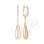 CZ Long Drop Earrings. Certified 585 (14kt) Rose Gold, Rhodium Detailing