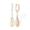 CZ Long Drop Earrings. Certified 585 (14kt) Rose Gold, Rhodium Detailing