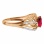 Ring with Hot Ruby and 45 Diamonds. Hypoallergenic 585 Rose Gold, Rhodium Detailing. View 3
