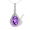 Teardrop-shaped Amethyst and 73 CZs Pendant. 585 (14kt) White Gold. 'Empress' Series