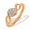 Ring Featuring 7 Diamonds. Hypoallergenic 585 Rose Gold, Rhodium Detailing