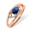 Sapphire Split Shank Ring with Diamonds. Hypoallergenic Cadmium-free 585 (14K) Rose Gold