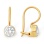 Bezel Water-clear CZ French Wire Earrings. Certified 585 (14kt) Rose Gold, Rhodium Detailing