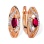 Earrings with 2 Oval Cut Rubies and 30 Diamonds. Hypoallergenic Cadmium-free 585 (14K) Rose Gold