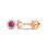 Ruby with Diamond Halo Stud Earrings. Certified 585 (14kt) Rose Gold, Screw Backs