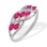 Marquise Ruby and Diamond Ring. Certified 585 (14kt) White Gold, Rhodium Finish