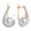 Pearl and Diamond Open Loop Earrings. Certified 585 (14kt) Rose Gold, Rhodium Detailing