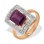 Noble Rhodolite Garnet and Diamond Ring. Certified 585 (14K) Rose and White Gold
