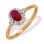 Ruby and Diamond Ring with Nostalgic Motif. Hypoallergenic Cadmium-free 585 (14K) Rose Gold