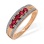 Diamond Edges with Ruby Center Row Ring. Hypoallergenic Cadmium-free 585 (14K) Rose Gold