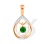 Diamond Pendant with Pendulous Round Emerald. Certified 585 (14kt) Rose Gold, Rhodium Detailing