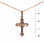 14kt Rose Gold Blue Topaz-like CZ Cross Pendant. View 2