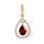 Garnet and CZ Drop Pendant. Certified 585 (14kt) Rose Gold, Rhodium Detailing