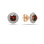 Garnet and CZ Halo Stud Earrings. Certified 585 (14kt) Rose Gold, Friction Backs