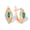 Emerald and Diamond Leaf Earrings. 585 (14kt) Rose Gold, Rhodium Detailing
