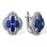 Shield-style Earrings with Sapphires and Diamonds. Tested 585 (14K) White Gold, Rhodium Finish