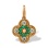 Emerald and Diamond Four-leaf Clover Pendant. Hypoallergenic Cadmium-free 585 (14K) Rose Gold