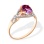 Oval Amethyst and CZ Ring. 585 (14kt) Rose Gold, Rhodium Detailing