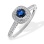 Sapphire and Diamond Open Gallery Ring. Certified 585 (14kt) White Gold