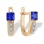 Princess-cut Sapphire and Diamond Earrings. 585 (14kt) Rose Gold, Rhodium Detailing
