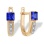 Princess-cut Sapphire and Diamond Earrings. 585 (14kt) Rose Gold, Rhodium Detailing