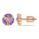 Marquise-shaped Amethyst and Round Diamond Studs. Hypoallergenic 585 (14K) Rose Gold, Screw Backs