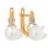 Earrings with 7.5mm Cultured Pearl and 20 Diamonds. Hypoallergenic 585 Rose Gold, Rhodium Detailing
