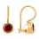 Bezel Garnet-like CZ French Wire Earrings. Certified 585 (14kt) Rose Gold, Rhodium Detailing