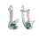 Aquamarine and Diamond Leverback Earrings. Certified 585 (14kt) White Gold, Rhodium Finish