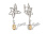 Citrine and CZ Diamond-cut Leaf Earrings. 585 (14kt) White Gold