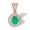 Diamond Pendant with Round Emerald. Tested 585 (14K) Rose Gold