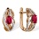 Sultry Ruby and Diamond Earrings. Hypoallergenic Cadmium-free 585 (14K) Rose Gold