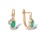 Oval Emerald and Diamond Earrings. Certified 585 (14kt) Rose Gold, Rhodium Detailing