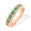 Channel-set Emerald and Diamond Ring. Certified 585 (14kt) Rose Gold, Rhodium Detailing