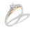 Engagement Ring with 17 Diamonds. Certified 585 (14kt) Rose and White Gold