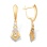 Diamond Chevron Dangle Leverback Earrings. Certified 585 (14kt) Rose Gold, Rhodium Detailing