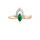 Marquise Emerald and Diamond Ring. 585 (14kt) Rose Gold, Rhodium Detailing. View 2