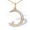 CZ Islamic Crescent Pendant. Certified 585 (14kt) Rose Gold, Rhodium Detailing