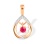 Diamond Pendant Features Pendulous Round Ruby. Certified 585 (14kt) Rose Gold, Rhodium Detailing