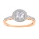 14kt Rose Gold Scrollwork Ring with Swarovski Topaz and Diamonds. View 2