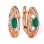 Earrings with 2 Oval Cut Emerald and 30 Diamonds. Hypoallergenic Cadmium-free 585 (14K) Rose Gold