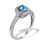 Aquamarine and Diamond Open Gallery Ring. 585 (14kt) White Gold