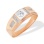 CZ Rose Gold Signet for Him. Certified 585 (14kt) Rose Gold, Rhodium Detailing