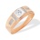 CZ Rose Gold Signet for Him. Certified 585 (14kt) Rose Gold, Rhodium Detailing