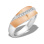 Curved Bimetal Ring with CZ Strip. 925 Silver Sintered with 585 Rose Gold