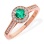 Connoisseur Emerald and Diamond Ring. Hypoallergenic Cadmium-free 585 (14K) Rose Gold